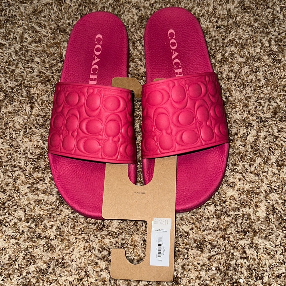 BNWT Pink Coach slides. Size 10
